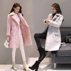 Dropshipping Wholesale Winter Wool Female Thickening Long Collar Fur Faux Jackets Coated Women’s Coats Leather