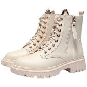 Femmes automne bottes 2022 mode fermeture éclair bout rond mignon court bottes en cuir femme chaussures décontractées