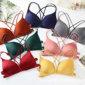 Soutien-gorge sans couture à couleur unie, lingerie pour femmes, confortable, boucle avant